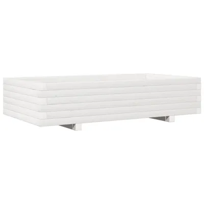 Image de Jardinière blanc 110x60x26,5 cm bois de pin massif