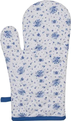 Produktbild von Clayre & Eef BRB44 Ofenhandschuh Beige Blau 18x30 cm 100% Baumwolle