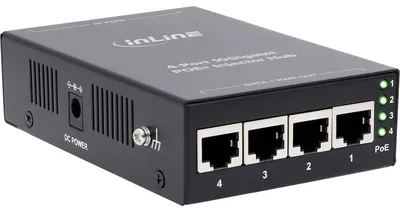 Productafbeelding van PoE+ Injector Hub 4 Ports, 10 Gigabit, 65 W, IEEE 802.3af/at