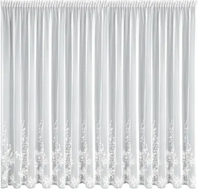 Image de Rideau prêt JULIA 350X270 cm blanc floral broderie perles ruban