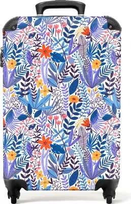 Produktbild von NoBoringSuitcases.com® Koffer Handgepäck Trolley Rollkoffer Kleine Reisekoffer mit 4 Rollen - Blumen - Pflanzen - Muster - Botanisch - Cabin Size < 55x40x23 cm & 55x40x20 cm - Fotokoffer - Kabinenkoffer - BoardgepäckHandgepäck Koffer 55x35x20 cm, 36L,
