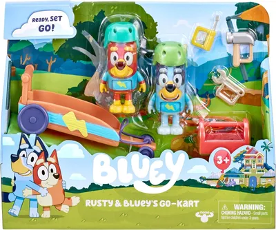 Obrázek produktu pro Figurky Bluey Go Kart: Rusty a Bingo s doplňky