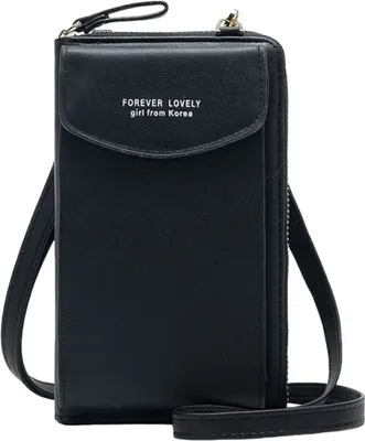 Produktbild von ASKSA Crossbody Tasche Handytasche Brieftasche Damen Umhaengetasche Geldboerse,Schwarz