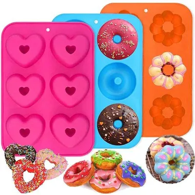 Produktbild von Silikon-Donut-Formen - 6-Kavitäten - Hitzebeständig bis 260°C