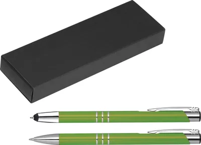 Produktbild von Metall Schreibset / Touchpen Kugelschreiber + Kugelschreiber / Farbe: hellgrün