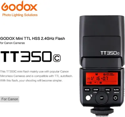 Obrázek produktu pro Godox Think TT350C Mini 2.4G bezdrátový TTL kamerový blesk Master & Slave Speedlite 1 / 8000s HSS pro digitální fotoaparáty Canon 5D MarkIII 80D 7D 760D 60D 600D 30D 100D 1100D X-Kameru