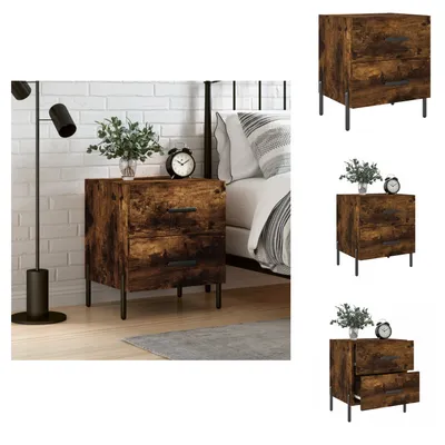 Produktbild von vidaXL Nachttisch Räuchereiche 40x35x47,5 cm Holzwerkstoff -  Nachttische