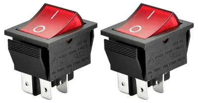 DPDT Tuimelschakelaar 16A 250V AC rot leuchtend 2 St.