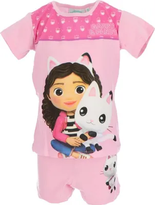 Image de Gabby's Dollhouse Shortama - Pyjama d'enfant & pyjama d'été 100% coton Rose 2 ans