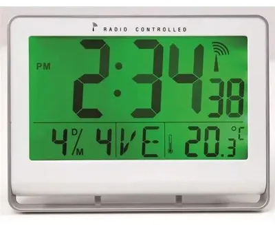 Nástenné hodiny, riadené rádiovým signálom, LCD displej, 22x20 cm, ALBA "Horlcdneo", strieborné