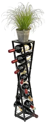 Image de Porte-bouteilles sur pied à 8 bouteilles - Casier à vin - 82 x 15,5 cm - Noir