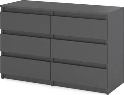 Zdjęcie produktu dla Komoda Z 6 Szufladami 100Cm Hugo Młodzieżowa Szafka Rtv Do Salonu Szara Mat