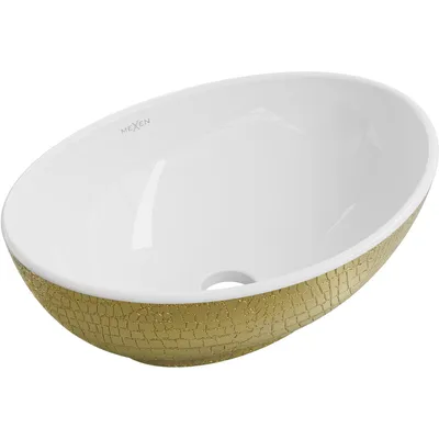 Zdjęcie produktu dla Mexen Elza umywalka nablatowa 40 x 33 cm, biała/złota wzór łuski - 21014008