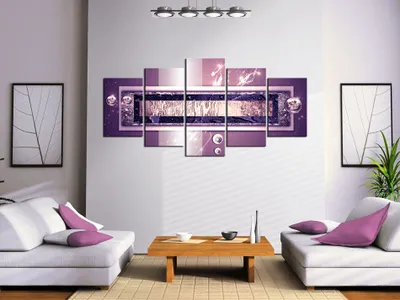 Produktbild von Akustikbild Abstrakt 200x100 cm Bilder Akustikschaum Hochleistungsschallabsorber Schallschutz Leinwand 5 tlg Wandbild Raumakustik Schalldämmung a-A-0008-b-p