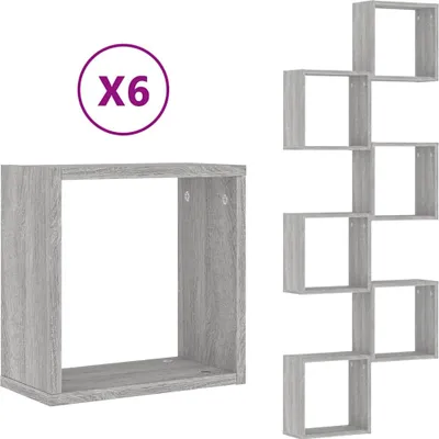 Produktbild von vidaXL Würfelregale 6 Stk. Grau Sonoma 30x15x30 cm