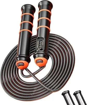 Image de mioosho corde à sauter, multicolore, avec compteur digital, pour le fitness, l'entraînement, l'école, les examens, amovible et réglable