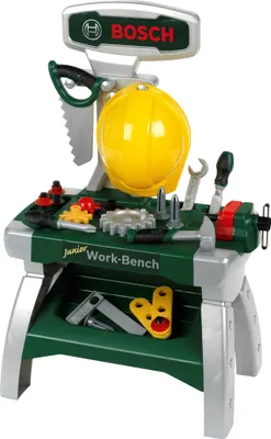 A toy Bosch work bench with accessories.