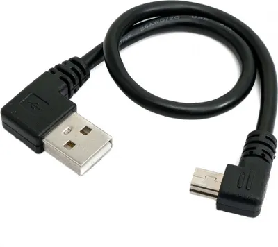 Produktbild von SYSTEM-S USB 2.0 Kabel 25 cm Typ A Stecker zu Mini USB Stecker Winkel in Schwarz
