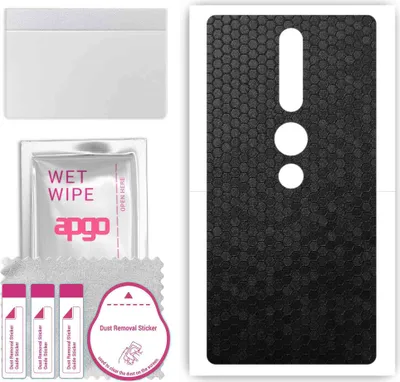 Produktbild von apgo Rückseite Schutzfolie, Skin, kompatibel mit Lenovo Phab2 Pro, Hinten Displayschutzfolie aus Vinylfolie, kratzfest, einfache Montage - Schwarze Honigwabe