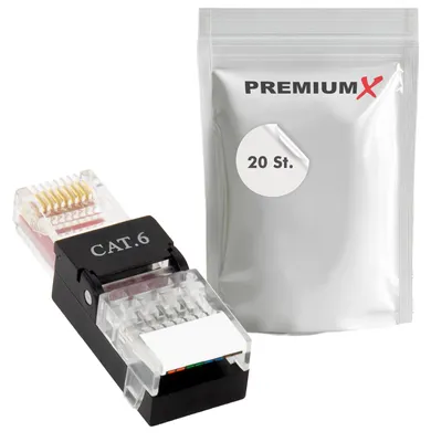 Produktbild von PremiumX 20x Netzwerkstecker ungeschirmt RJ45 CAT6 LAN Stecker Plug Connector Netzwerk