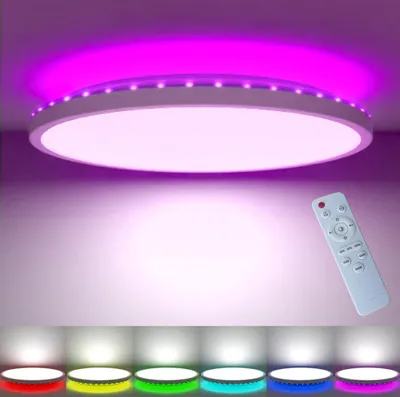 Produktbild von 24W LED Deckenleuchte Dimmbar 3000K-6000K RGB Deckenlampe mit Fernbedienung für Wohnzimmer Schlafzimmer Küche Flur