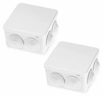 Immagine prodotto di 2 scatole di derivazione impermeabili, grado di protezione IP65, in ABS, dimensioni 100 x 100 x 70 mm