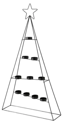 Produktbild von Teelichthalter LICHTERBAUM schwarz Metall H70cm Tannenbaum Weihnachtsbaum