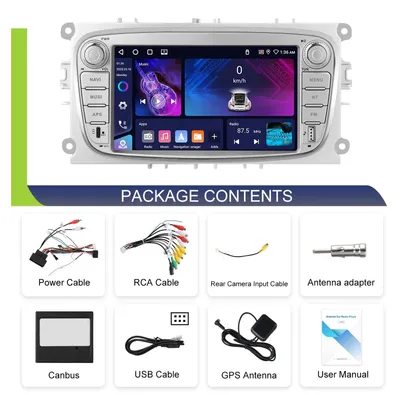 Zdjęcie produktu dla Radio samochodowe Android CarPlay - format 1-DIN, ekran dotykowy 17,8 cm - rozdzielczość 1024x600 - złącze USB - radio FM - sterowanie z kierownicy - bez kamery cofania