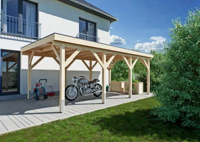 Produktbild von Carport Irvine II Flachdach aus Leimholz 3,44x6,50 m, Schneelast 125 kg/m²