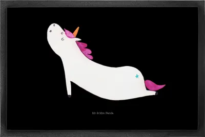 Produktbild von Mr. & Mrs. Panda Schmutzfangmatte Einhorn Yoga 50 x 75 cm - Schwarz - Geschenk, Fussmatte, Schmutzmatte, Süß, Fußabstreifer, Gummimatte, fußmatte, Sport, Namaste, Unicorn
