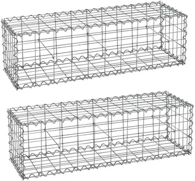 Produktbild von Gabionen Steingabionen Steinkorb 100x30x30 cm 2er Set Draht Wand Korb Metall