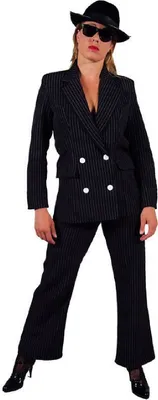 Produktbild von M207125-S-A schwarz Damen Gangster Kostüm-Anzug Gangsterbraut Gr.S