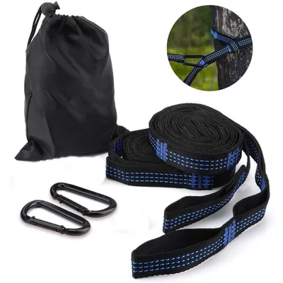 Produktbild von Hängematte Befestigung, Schaukel Befestigung Baum Aufhängeset, 2,8Meter x 2,5cm Max 500kg, 14 Schlaufen, 2 Karabiner,  für Camping Wandern Outdoor Reise