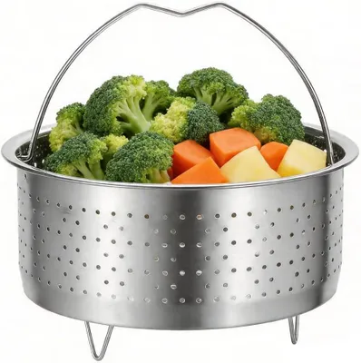 Imagen del producto de Olla de vapor de acero inoxidable, con un diámetro de 17,5 cm, ideal para cocinar verduras al vapor