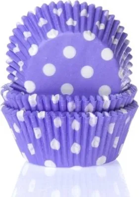 Obrázok produktu pre Papierový košíček na muffiny fialový bodkovaný 50ks