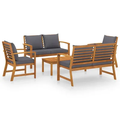 Produktbild von vidaXL 5-tlg. Garten-Lounge-Set mit Auflagen Massivholz Akazie