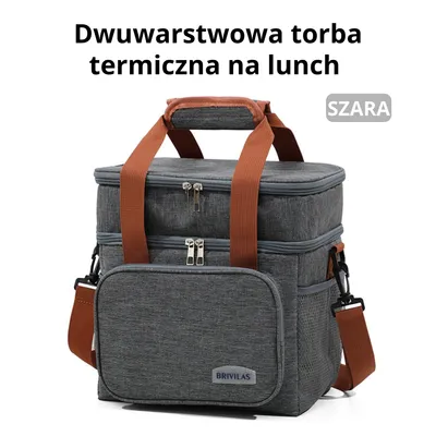 Zdjęcie produktu dla Dwuwarstwowa torba termiczna na lunch – duża torba chłodząca 25L, wodoodporna i szczelna – do pracy, szkoły, pikniku i podróży – szara