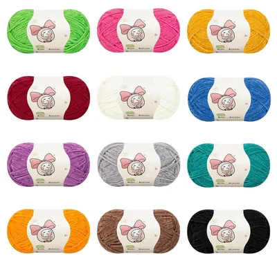 Produktbild von Chenille Wolle Set zum Stricken & Häkeln | 600g Babywolle Multicolor | 2,5mm Strickwolle für Anfänger