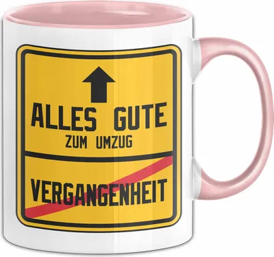 Produktbild von Einzugsgeschenke Wohnung Tasse Haus Umzug Geschenkidee Alles Gute Zum Umzug Geschenkidee Kaffee-Becher (Rosa)