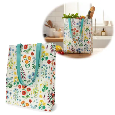Produktbild von LS-LebenStil Shopper Einkaufstasche Wild Flowers 40cm Faltbar Strandtasche Tragetasche Schultertasche Einkaufsbeutel