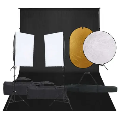 Immagine prodotto di vidaXL Set da studio fotografico con illuminazione, sfondo e riflettore
