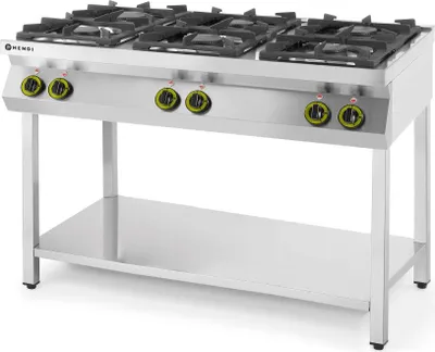 Immagine prodotto di Piano cottura a gas HENDI - 6 piastre, base aperta, Linea Cucina, 28,5kW, 1200x700x(H)900mm