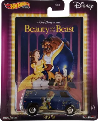 Image de Mattel GJR29 Hot Wheels Premium Real Riders Disney Beauty and the Beast Super Van Spielzeugauto mit Belle und Biest 1/5
