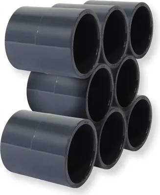 Produktbild von PVC-U Fitting Klebemuffe Ø 50 mm zum Verbinden von Rohren und Schläuchen 8er-Set