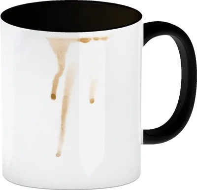 Produktbild von Kaffeebecher Henkel und Innenseite Schwarz mit Putz-Schaf und