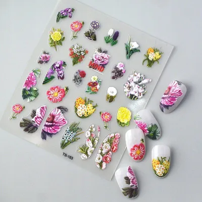 Image de Autocollants 3D convexes pour ongles avec motif floral