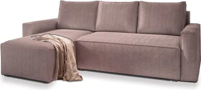Produktbild von Masseno Ecksofa POTARO mit Schlaffunktion L-Form, Sofa mit Bettkasten, Wohnzimmersofa, Couch, Soffa, Bettsofa, Couchgarnitur- Lila, POSO 130