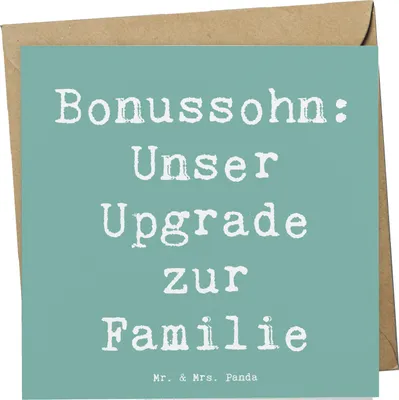 Produktbild von Mr. & Mrs. Panda Glückwunschkarte Spruch Bonussohn Wertschätzung - Meeresbrise - Geschenk, doppelkarte, Grußkarte, faltkarte, Stiefsohn, Patchworkfamilie, Geschenke
