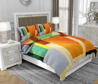 Produktbild von Bettwäsche 200x220 cm + 2x70x80 cm, 3-teilig, 100% Baumwolle, Satin, Reißverschluss, Bunt - SOVIO | So.0324