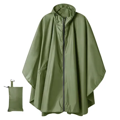 Produktbild von Leicht Regenponcho Wasserdicht Regenjacke  3 in 1 Multifunktions Regencape, Grün